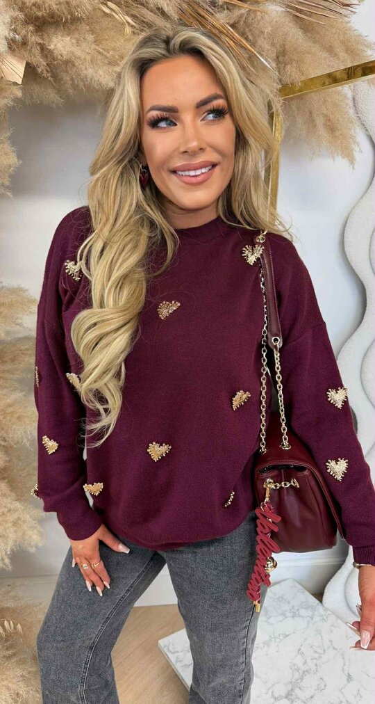 LOVELY HEART SWEAT AM900 BORDEAUX