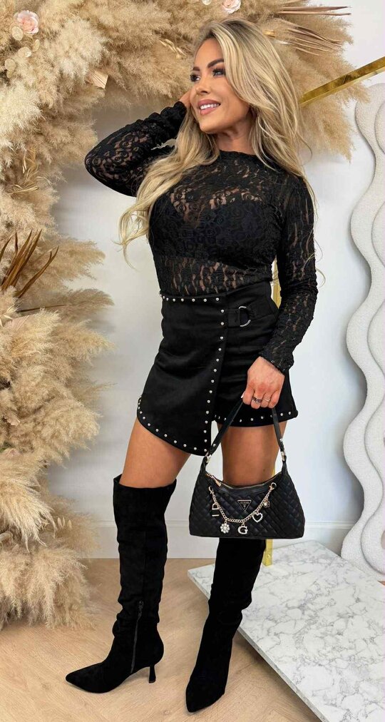 SWEET ROMANCE LACE TOP BLACK