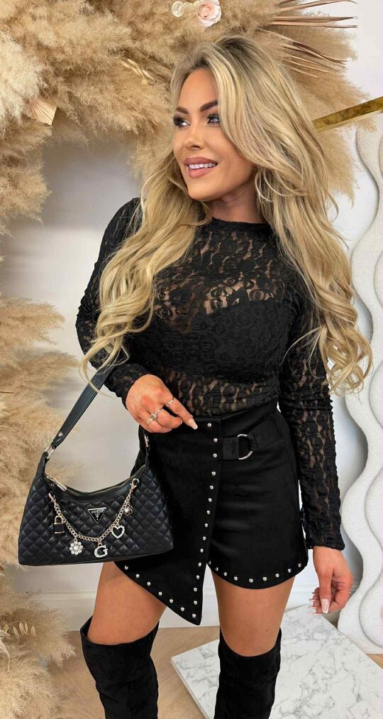 SWEET ROMANCE LACE TOP BLACK