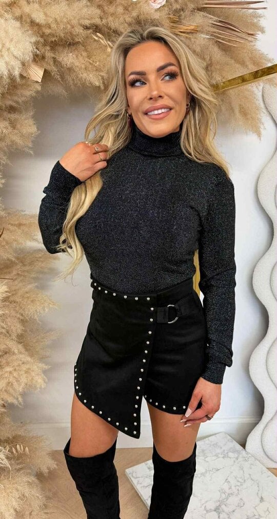 MARIE GLITTER KOL TOP BLACK