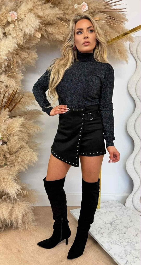 MARIE GLITTER KOL TOP BLACK