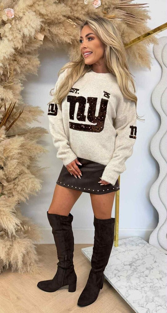 NY SEQUIN SWEAT 3831371 BEIGE