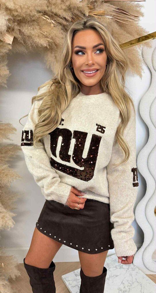 NY SEQUIN SWEAT 3831371 BEIGE