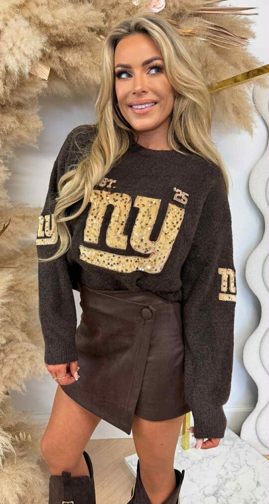 NY SEQUIN SWEAT 3831371 CHOCO