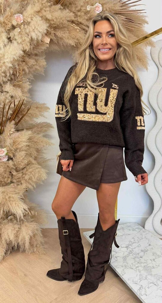 NY SEQUIN SWEAT 3831371 CHOCO