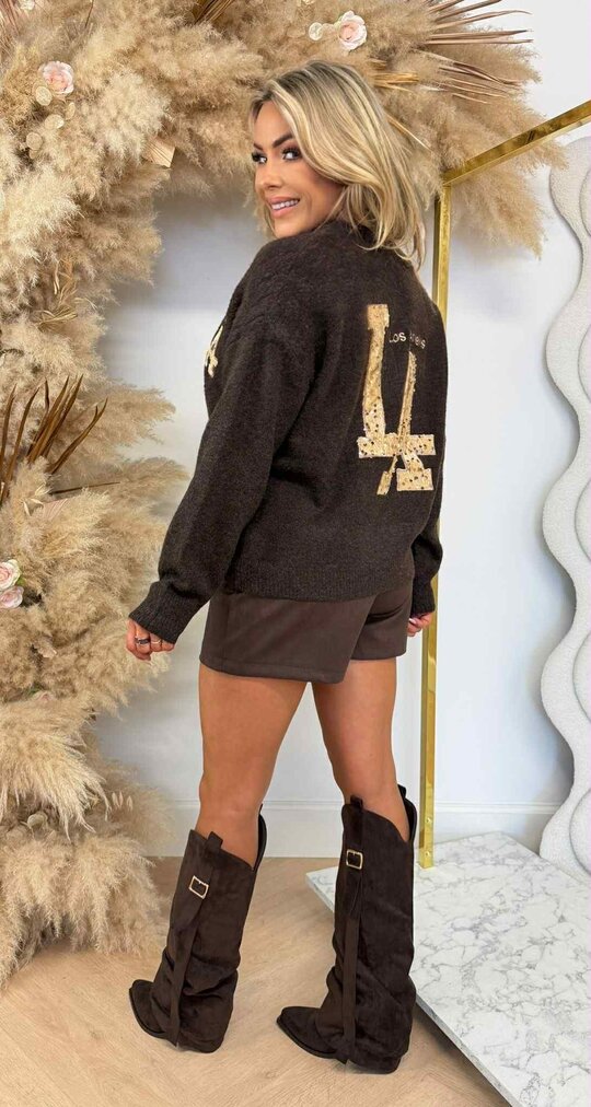 LA SEQUIN TEKST SWEAT 3831370 CHOCO
