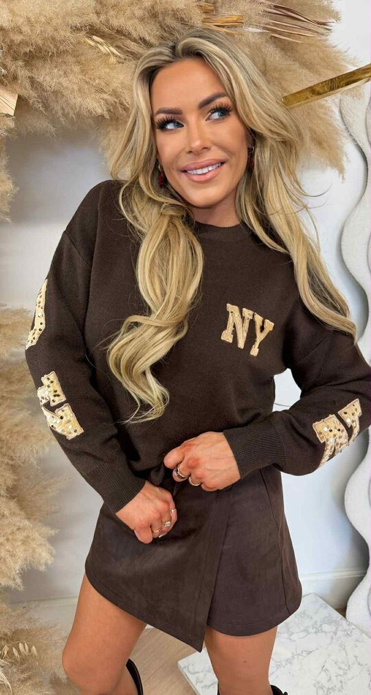 NEW YORK BESTSELLER SEQUIN SWEAT 3831372 CHOCO