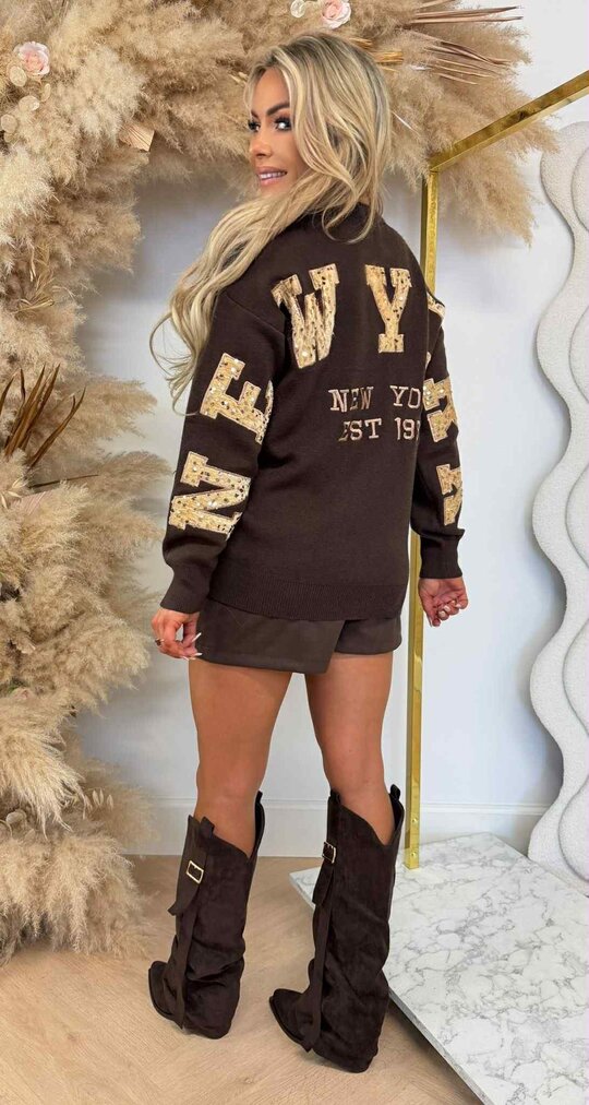 NEW YORK BESTSELLER SEQUIN SWEAT 3831372 CHOCO