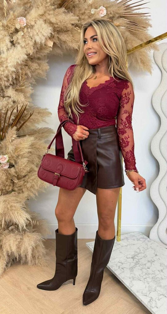 STRETCHY LACE BODY V548 BORDEAUX