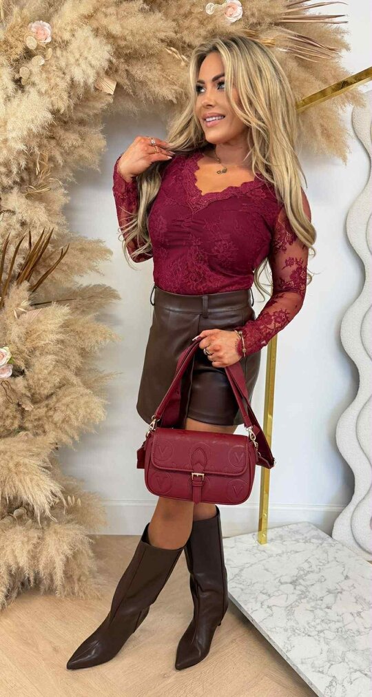STRETCHY LACE BODY V548 BORDEAUX