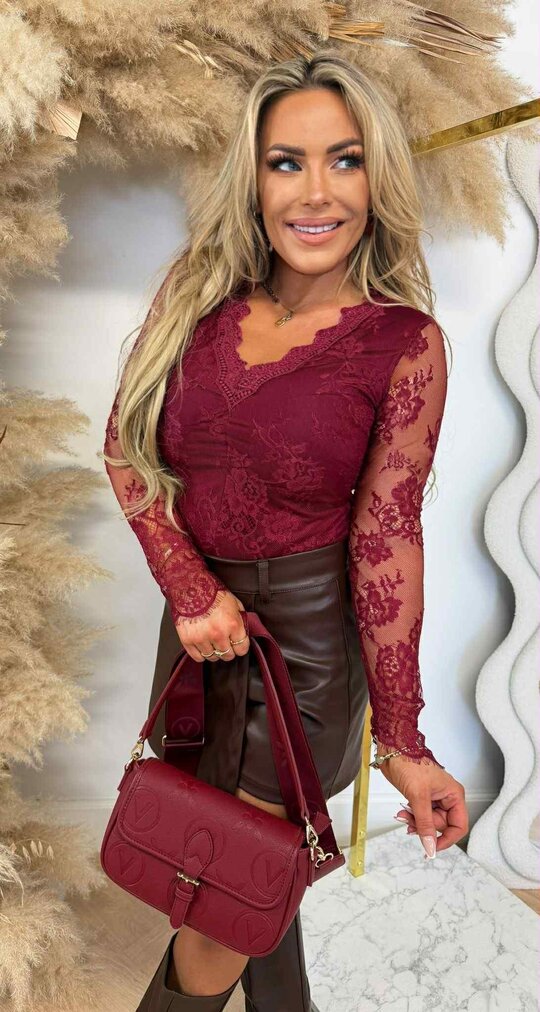 STRETCHY LACE BODY V548 BORDEAUX