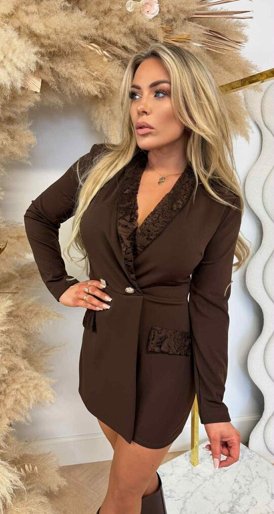 LACE CHIQUE PLAYSUIT CHOCO