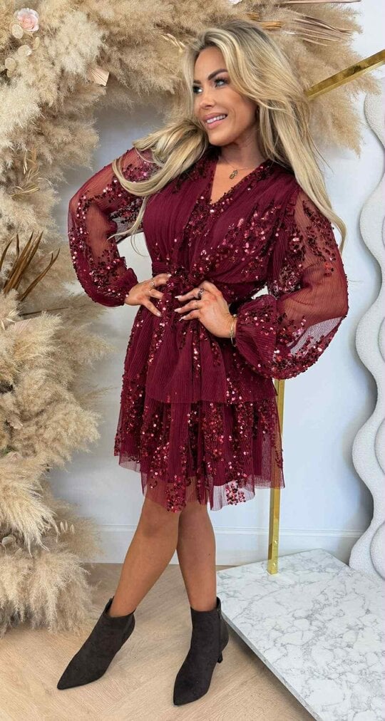 XMAS SEQUIN DRESS 3230 BORDEAUX
