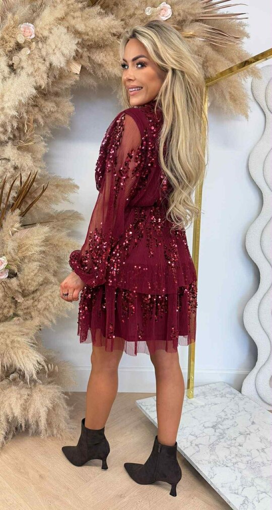 XMAS SEQUIN DRESS 3230 BORDEAUX
