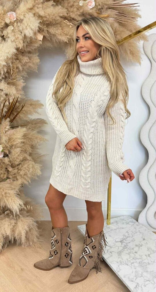 ZARA KOL DRESS LIGHTBEIGE