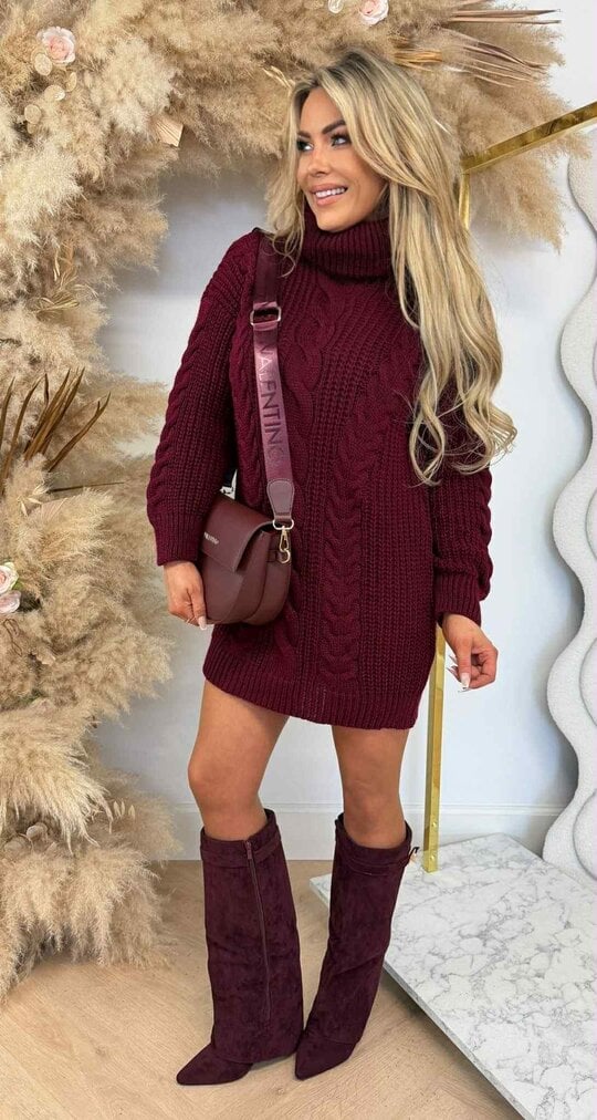 ZARA KOL DRESS BURGUNDY