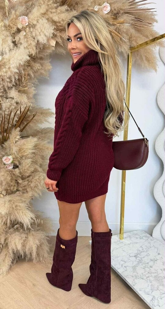 ZARA KOL DRESS BURGUNDY
