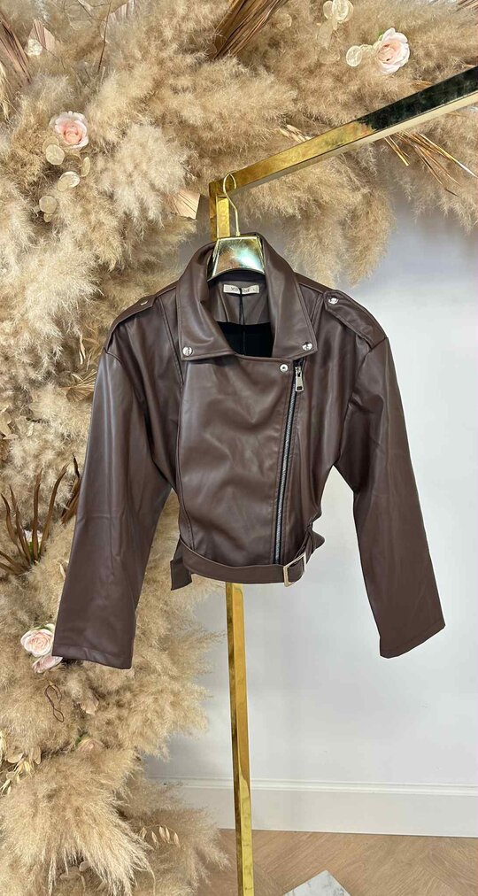 MISS ONE LEATHER ZIP JACKET CHOCO