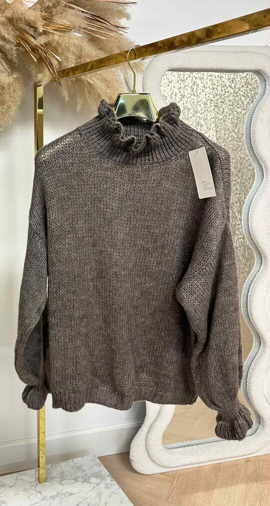 RUFFLE BASIC SWEAT TAUPE