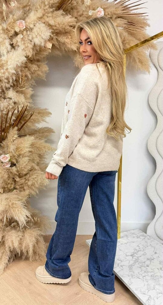 HEART WITH SEQUINS SWEAT SH740 BEIGE