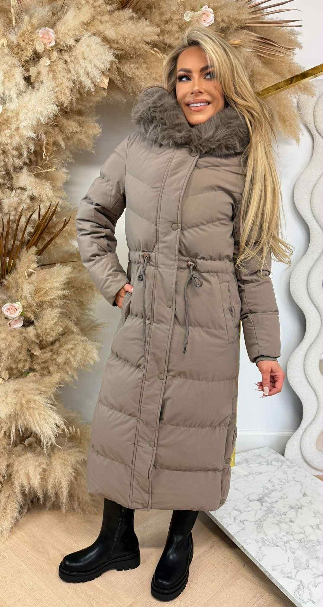 LONG PUFFER WINTERJACKET 7583 TAUPE LONG PUFFER WINTERJACKET 7583 TAUPE