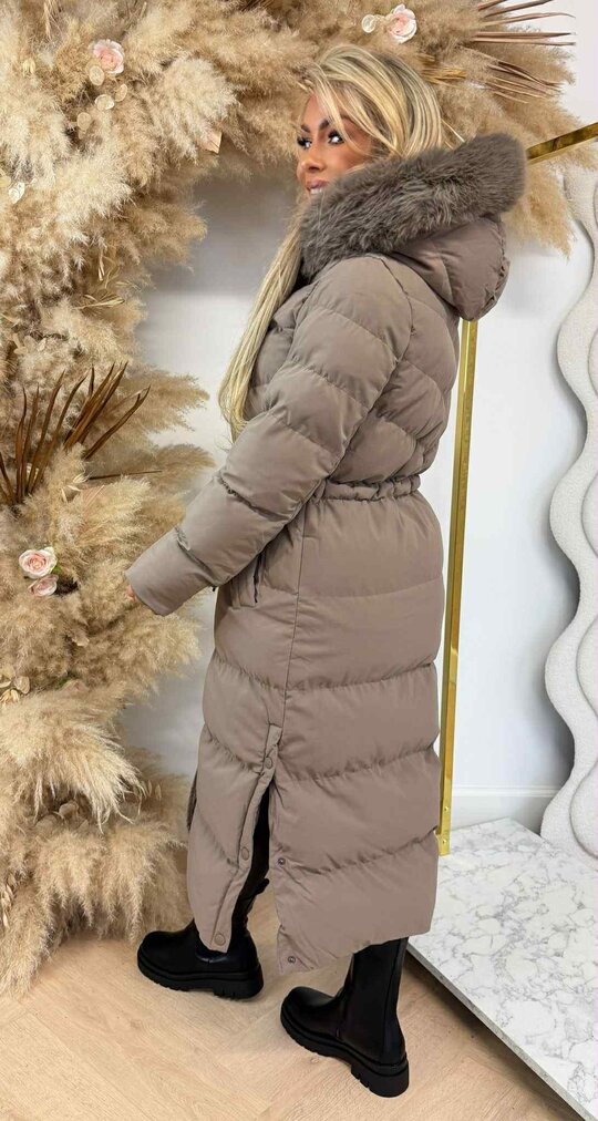 LONG PUFFER WINTERJACKET 7583 TAUPE