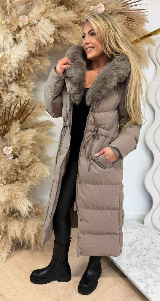 LONG PUFFER WINTERJACKET 7583 TAUPE