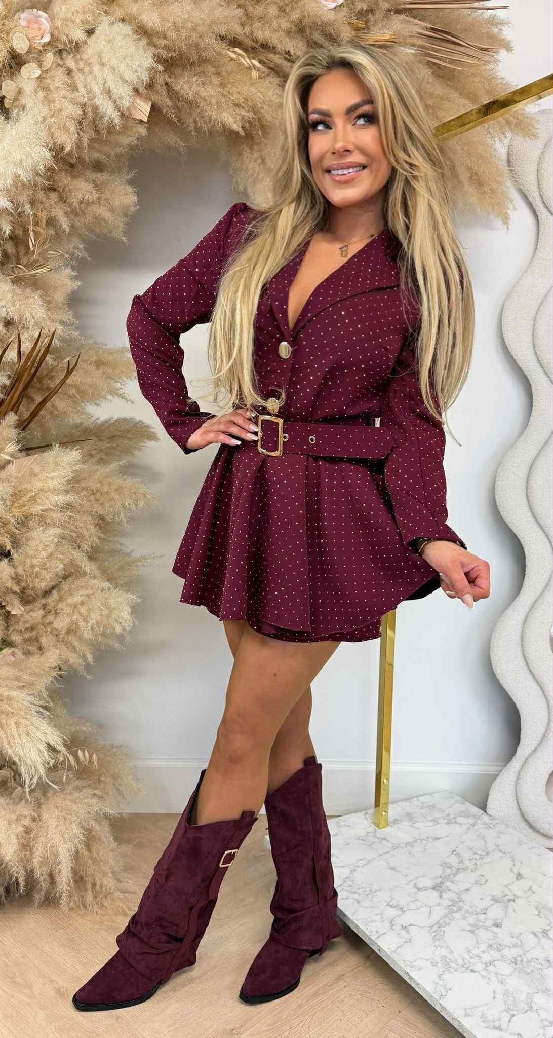 DIAMOND BELT PLAYSUIT BORDEAUX DIAMOND BELT PLAYSUIT BORDEAUX