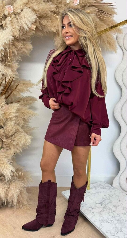 RUFFLE BLOUSE BORDEAUX RUFFLE BLOUSE BORDEAUX