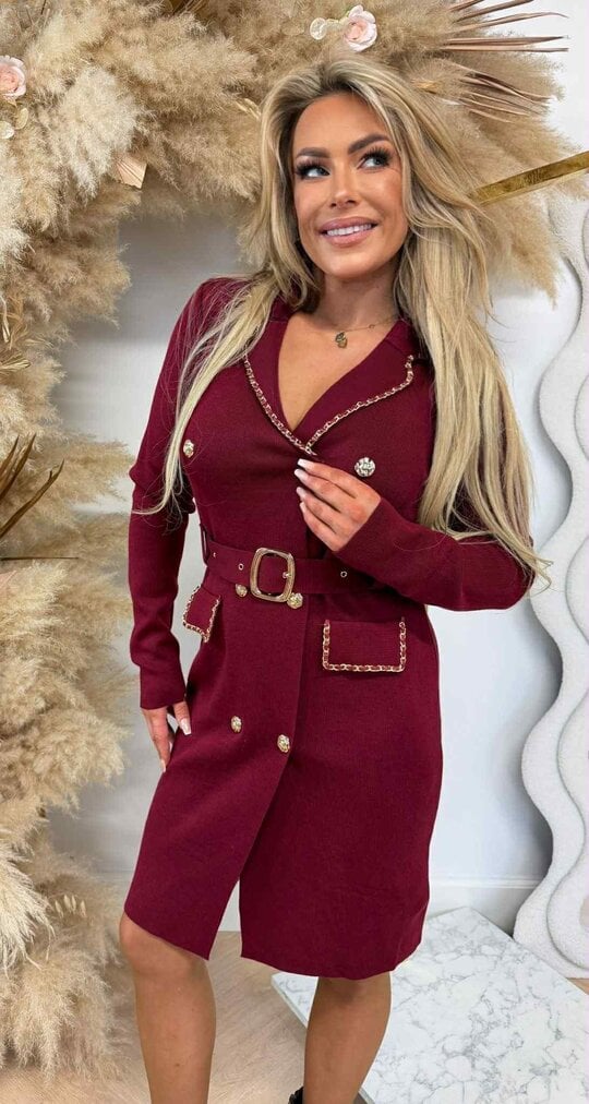 CHAIN ROSE BUTTON DRESS 663 BORDEAUX CHAIN ROSE BUTTON DRESS 663 BORDEAUX