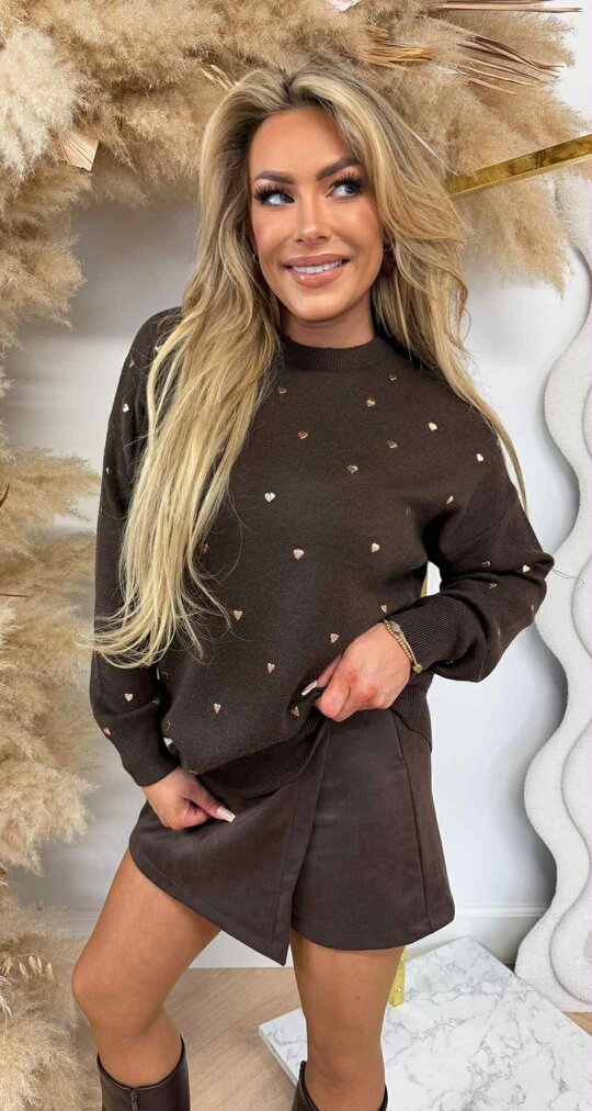 MINI HEART SWEAT AM871 CHOCO MINI HEART SWEAT AM871 CHOCO