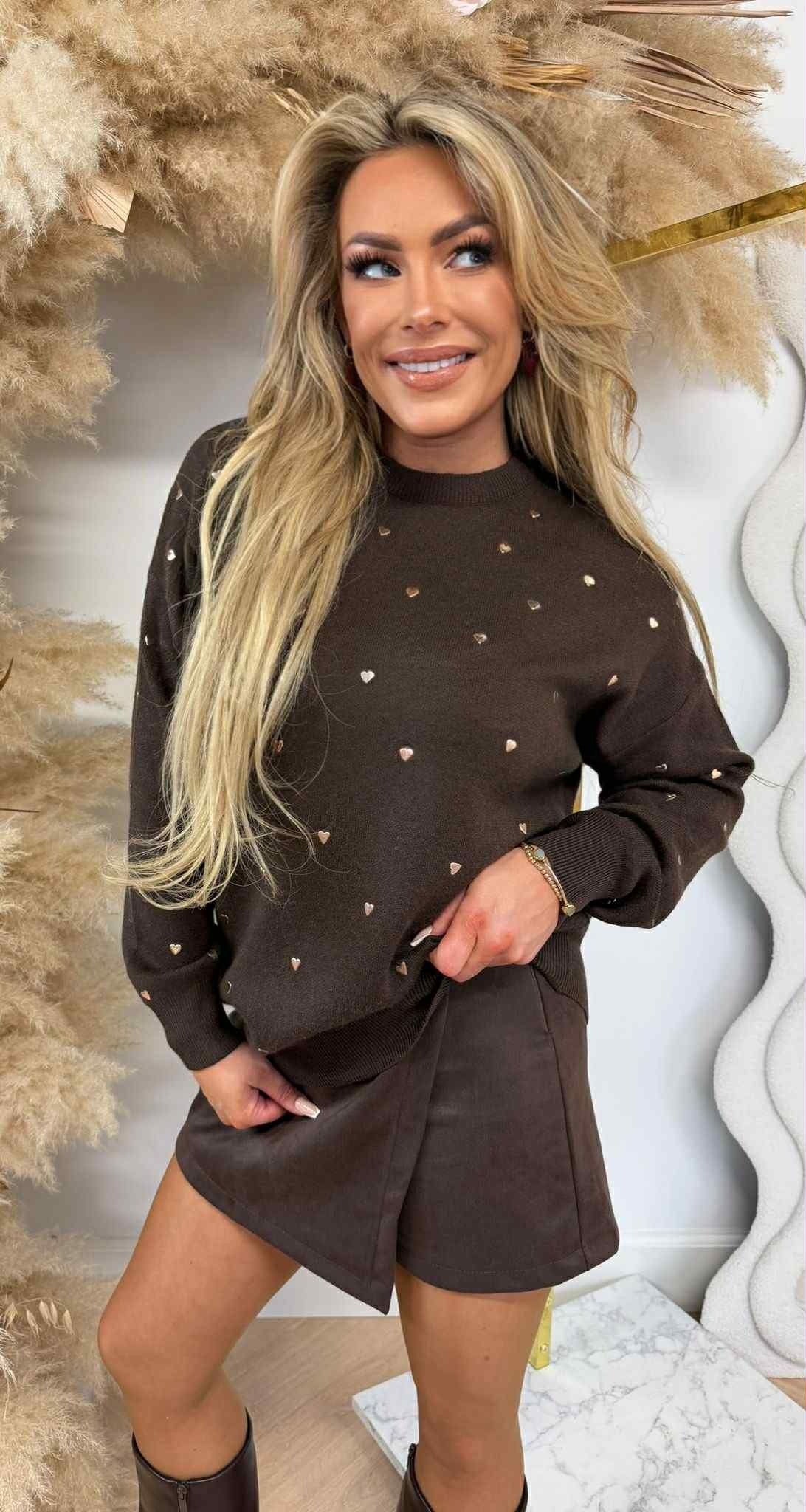 MINI HEART SWEAT AM871 CHOCO MINI HEART SWEAT AM871 CHOCO