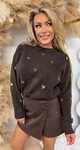 HEART WITH SEQUINS SWEAT SH740 CHOCO HEART WITH SEQUINS SWEAT SH740 CHOCO