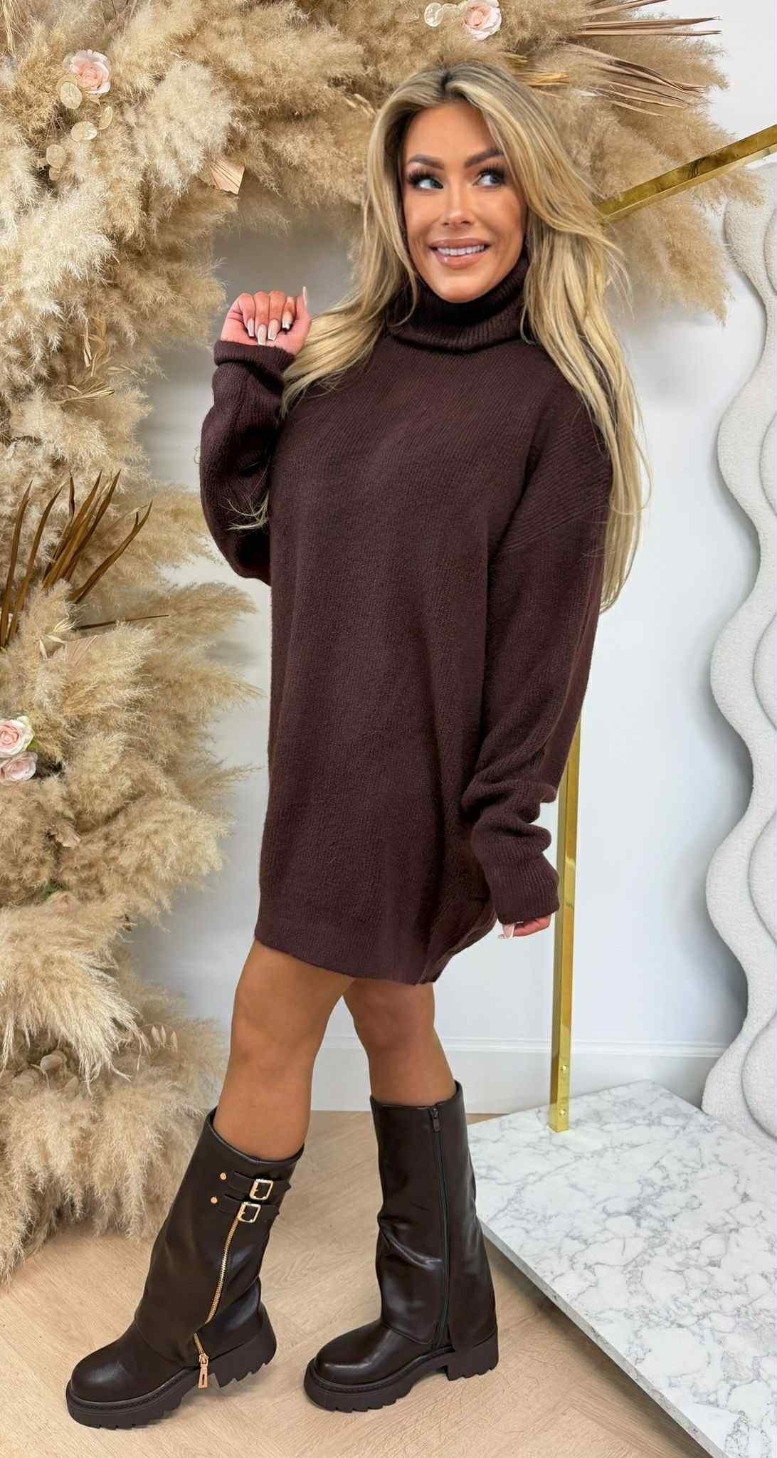 MILANO KOL DRESS 619-18 CAFE/CHOCO MILANO KOL DRESS 619-18 CAFE/CHOCO