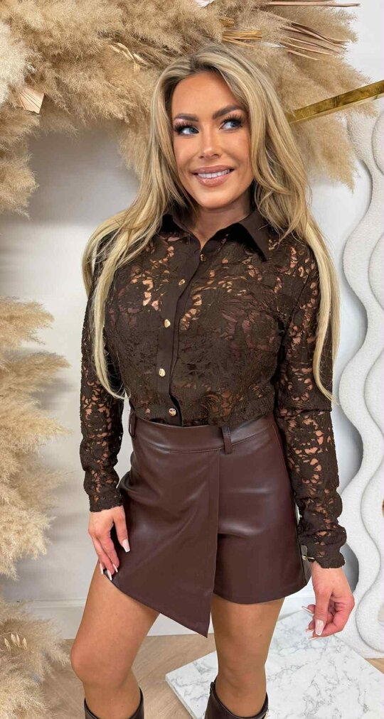 BY SWAN LACY BLOUSE 9806 COFFEE BY SWAN LACY BLOUSE 9806 COFFEE