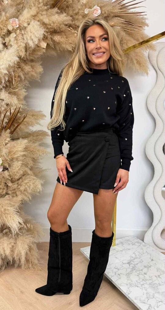 MINI HEART SWEAT AM871 BLACK MINI HEART SWEAT AM871 BLACK