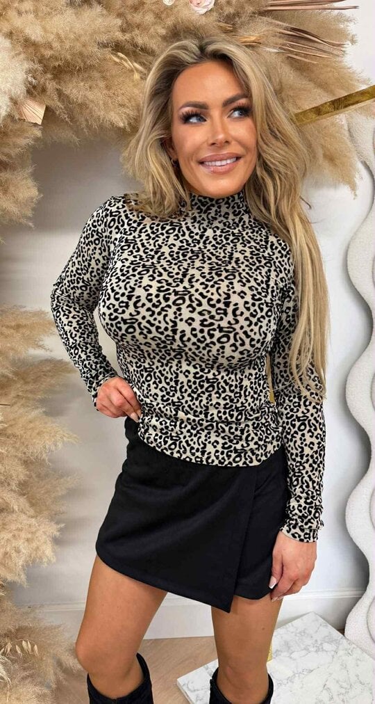 BY SWAN LEOPARD VELVET TOP 10007 BEIGE BY SWAN LEOPARD VELVET TOP 10007 BEIGE