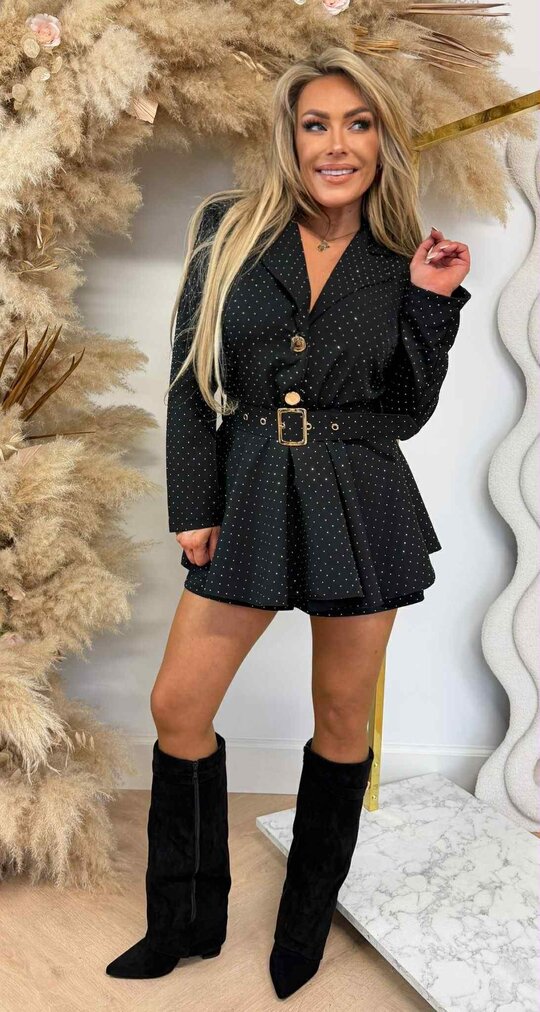 DIAMOND BELT PLAYSUIT BLACK DIAMOND BELT PLAYSUIT BLACK