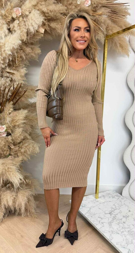 LUREX RIB V DRESS 8313 BEIGE LUREX RIB V DRESS 8313 BEIGE