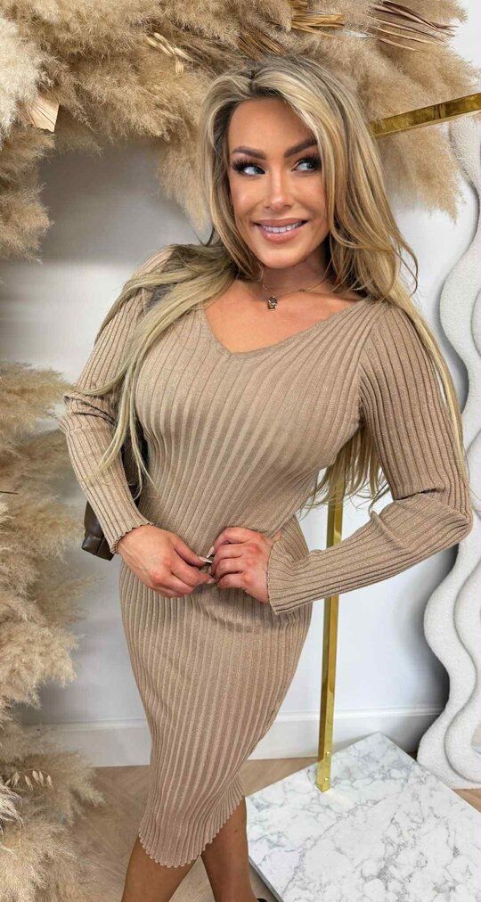 LUREX RIB V DRESS 8313 BEIGE LUREX RIB V DRESS 8313 BEIGE