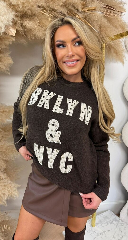 BRKLYNN & NYC STUDDED SWEAT 3831380 CHOCO BRKLYNN & NYC STUDDED SWEAT 3831380 CHOCO