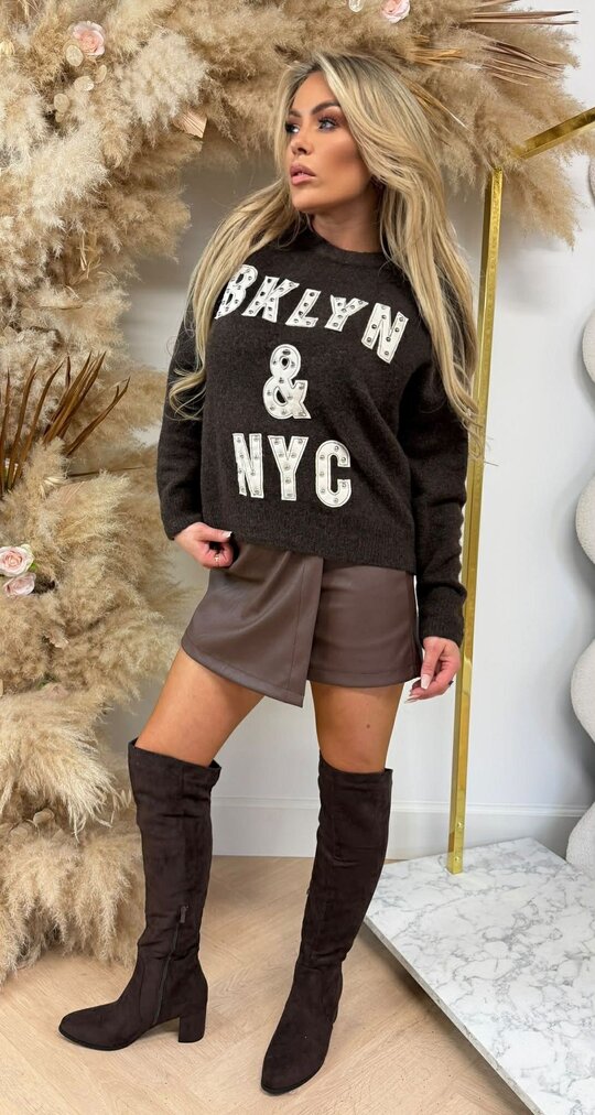 BRKLYNN & NYC STUDDED SWEAT 3831380 CHOCO BRKLYNN & NYC STUDDED SWEAT 3831380 CHOCO