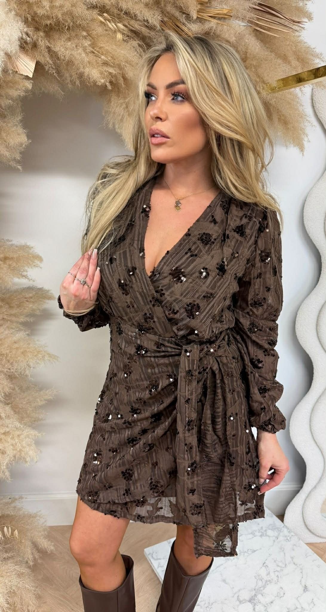 JINGLE SEQUIN DRESS 5285 CHOCO JINGLE SEQUIN DRESS 5285 CHOCO