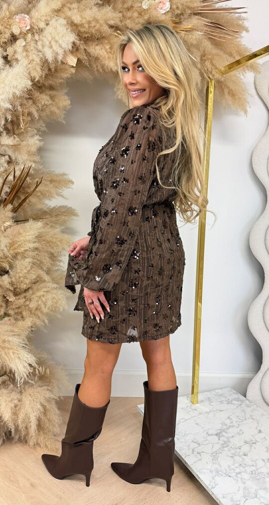 JINGLE SEQUIN DRESS 5285 CHOCO JINGLE SEQUIN DRESS 5285 CHOCO