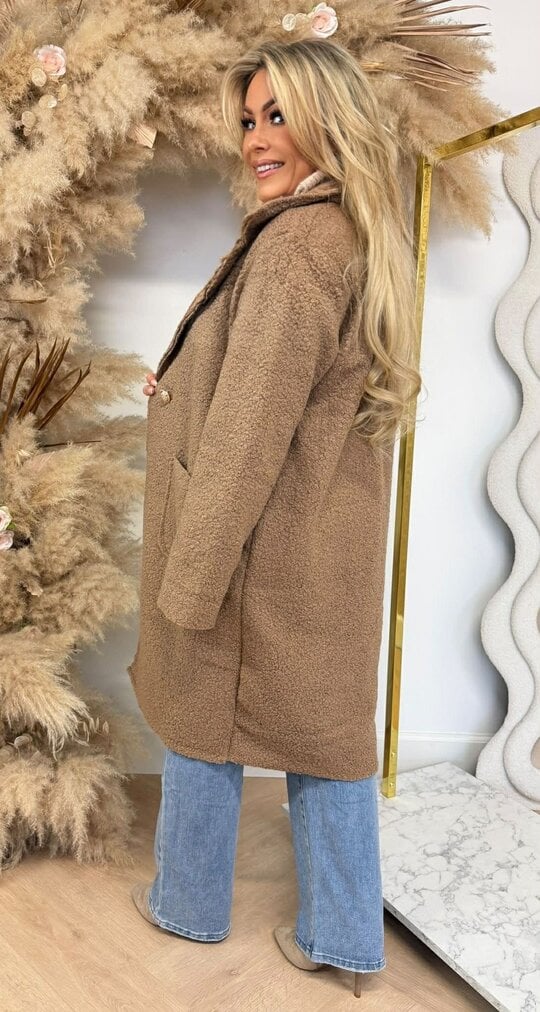 MELANIE TEDDY COAT LONG CAMEL