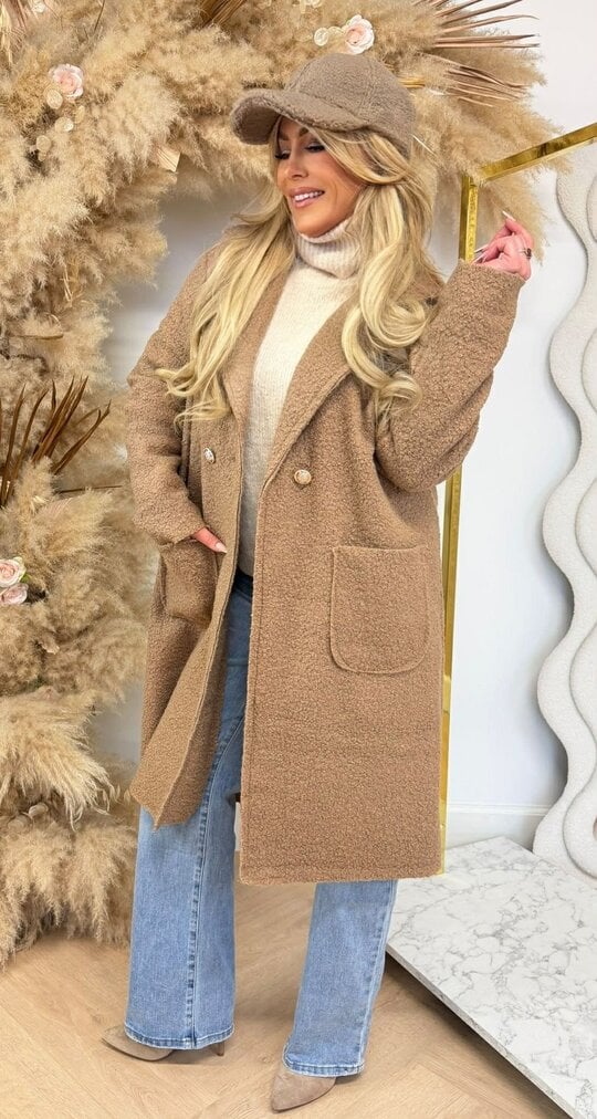 MELANIE TEDDY COAT LONG CAMEL