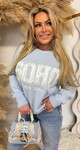SOHO SOFT LACE TEKST SWEAT AM1000 BABYBLUE
