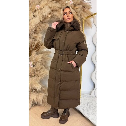TREND BELT LONG WINTERJACKET 7523 CHOCO
