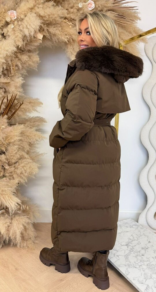 TREND BELT LONG WINTERJACKET 7523 CHOCO TREND BELT LONG WINTERJACKET 7523 CHOCO