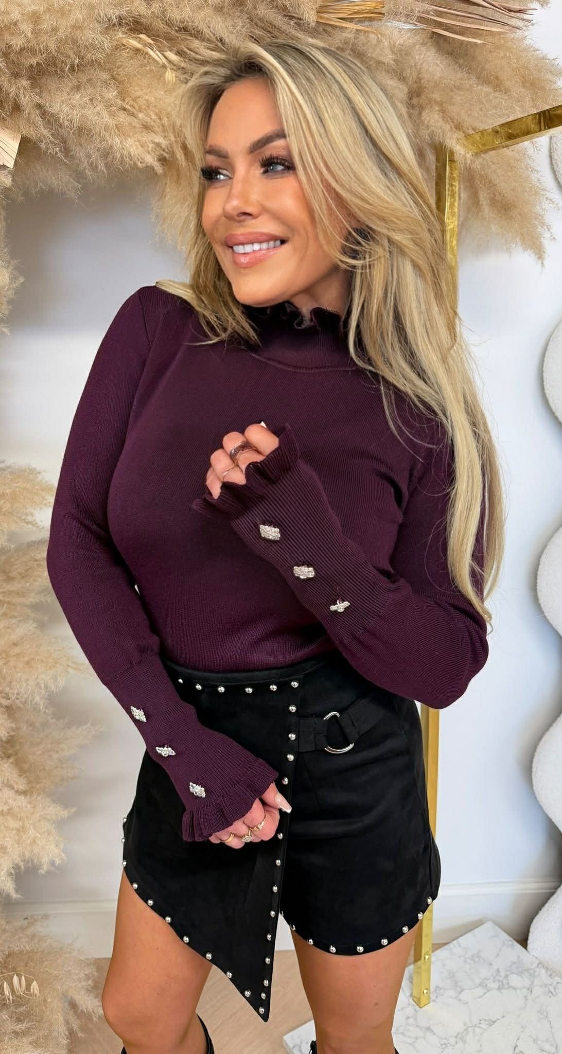 RUFFLE DIAMOND TOP 1320 PLUM